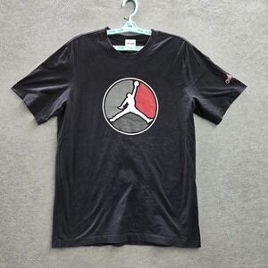 Jordan Men Shirt M Black Graphic Jumpman Logo Activewear Short Sleeve
